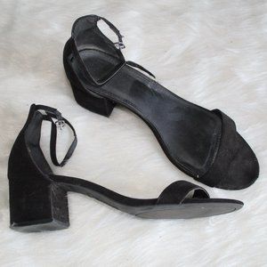 Brash Black Open Toe Block Heel Sandals | Size 12